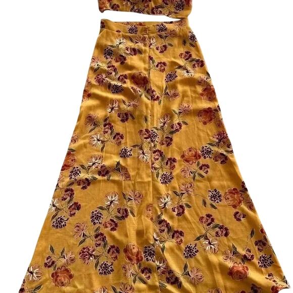 Women’s M Cotton Candy LA Mustard Floral Midi Skirt Boho Fall Style - Picture 3 of 3